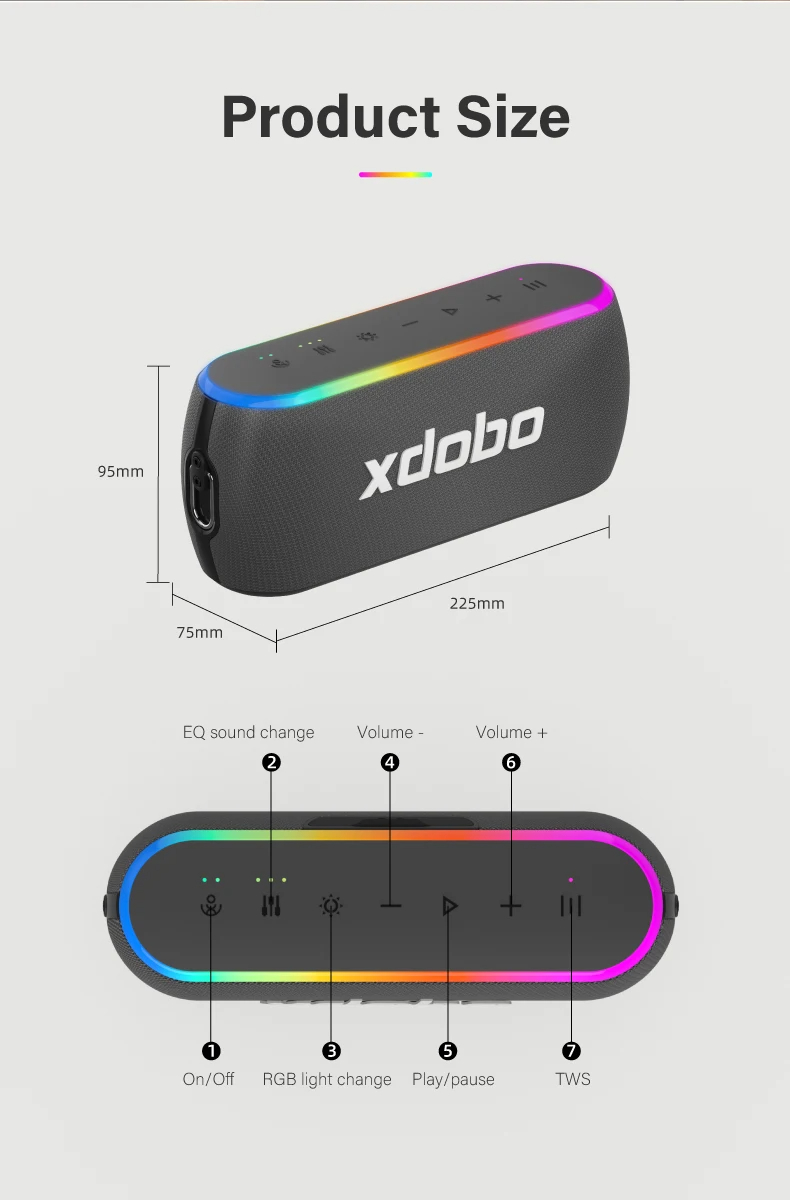 XDOBO X8 III - Bluetooth hangszóró 12 órás üzemidővel 6