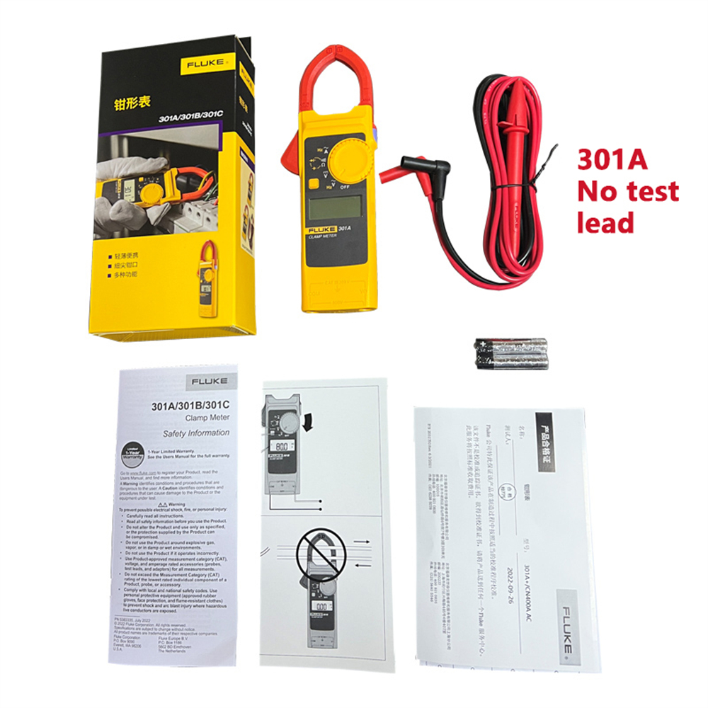 FLUKE 301C Plus Mini Digital AC Current Clamp Meter Voltage Voltmeter 1000A Ammeter Pliers Tester