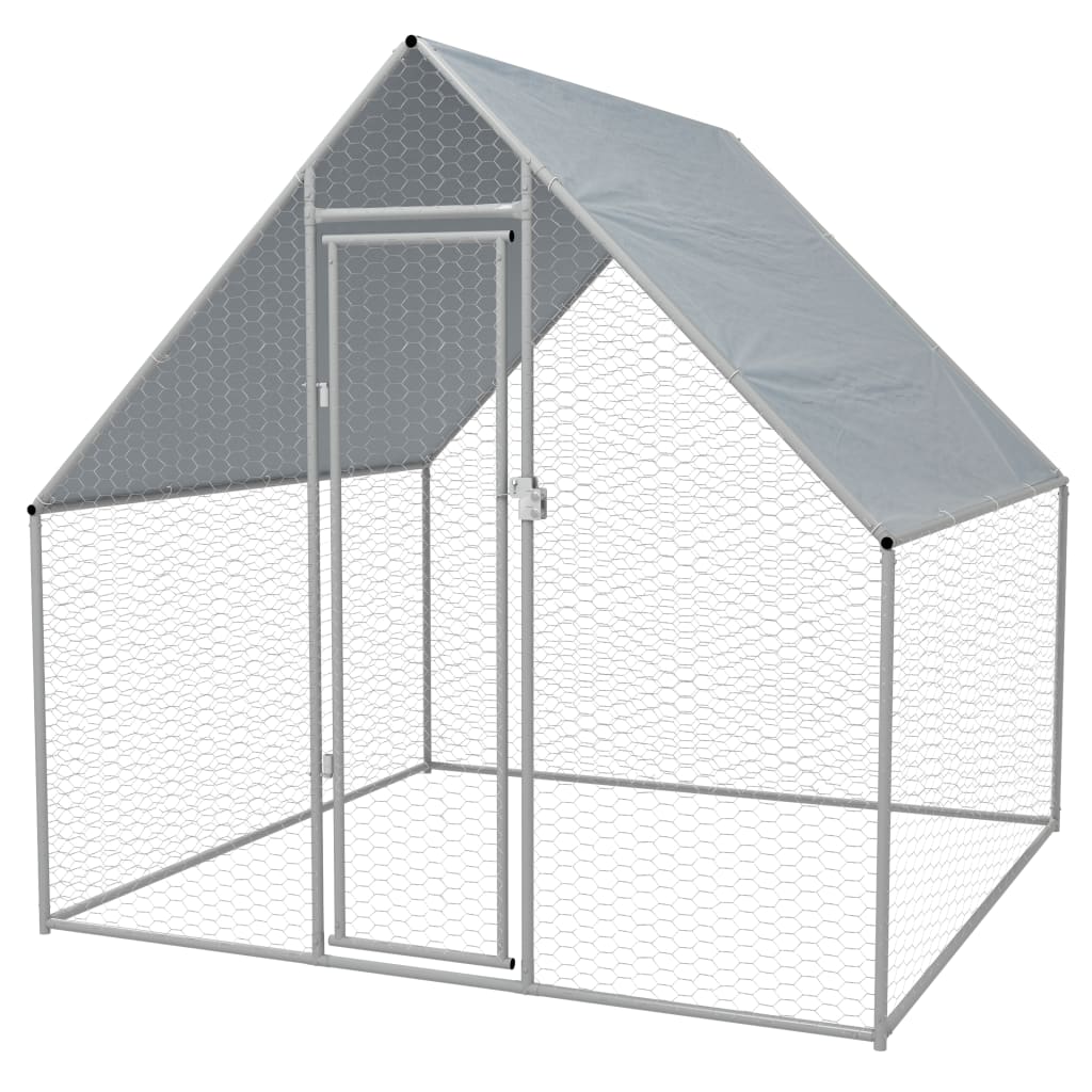 Outdoor Chicken Cage Galvanized Steel 6'6