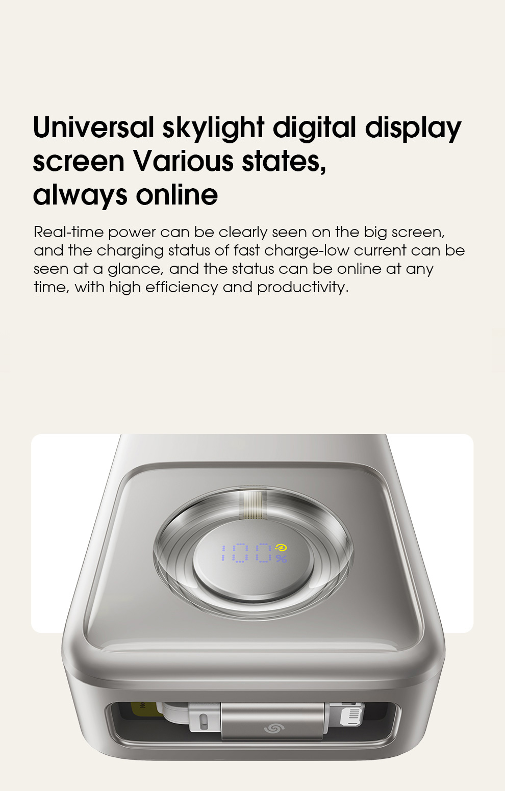 Baseus NOMOS 30W 74Wh 20000mAh Digital Display Power Bank Built-in iP Retractable Cable External Battery Power Supply Fast Charging for iPhone 15 14 13 for Huawei Pura70 Ultra for Samsung Galaxy S24 for Xiaomi Civi4 Pro