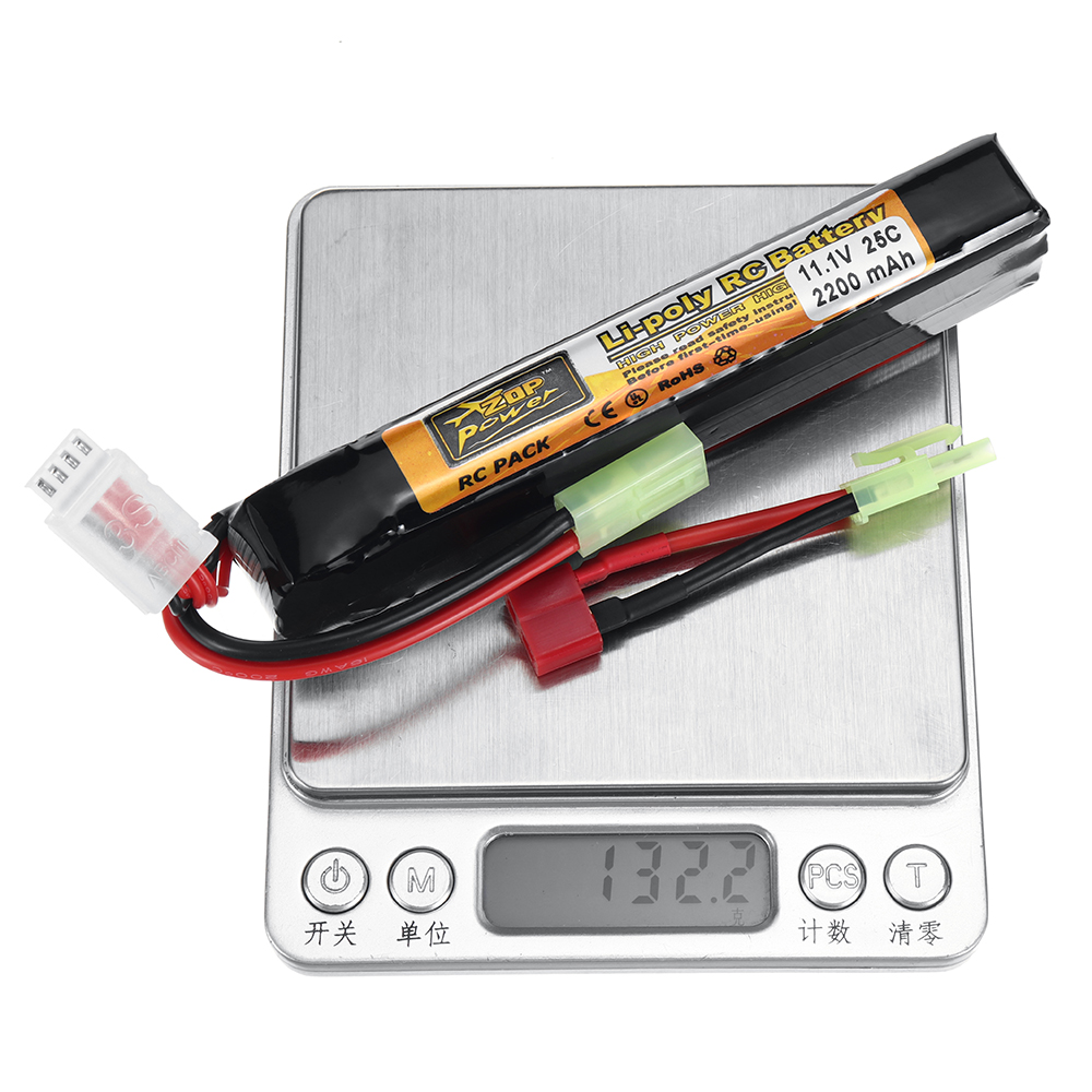 ZOP Power 11.1V 2200mAh 25C 3S LiPo Battery Tamiya Plug With T Plug Adapter Cable for RC Car