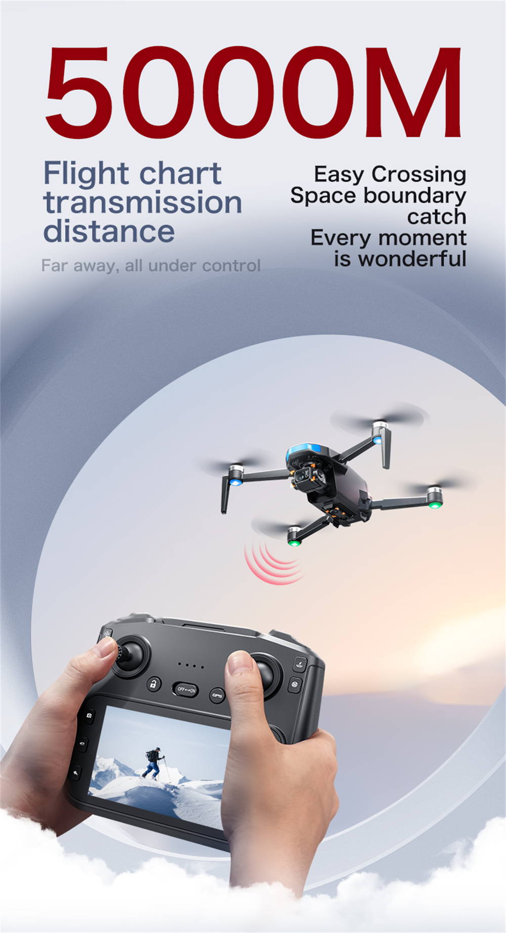LSRC S-X1 GPS 5G Digital FPV with 5.9inch LCD Screen Controller 1080P HD Dual Camera 3-Axis EIS Gimbal Optical Flow Positioning Brushless Foldable RC Drone Quadcopter RTF