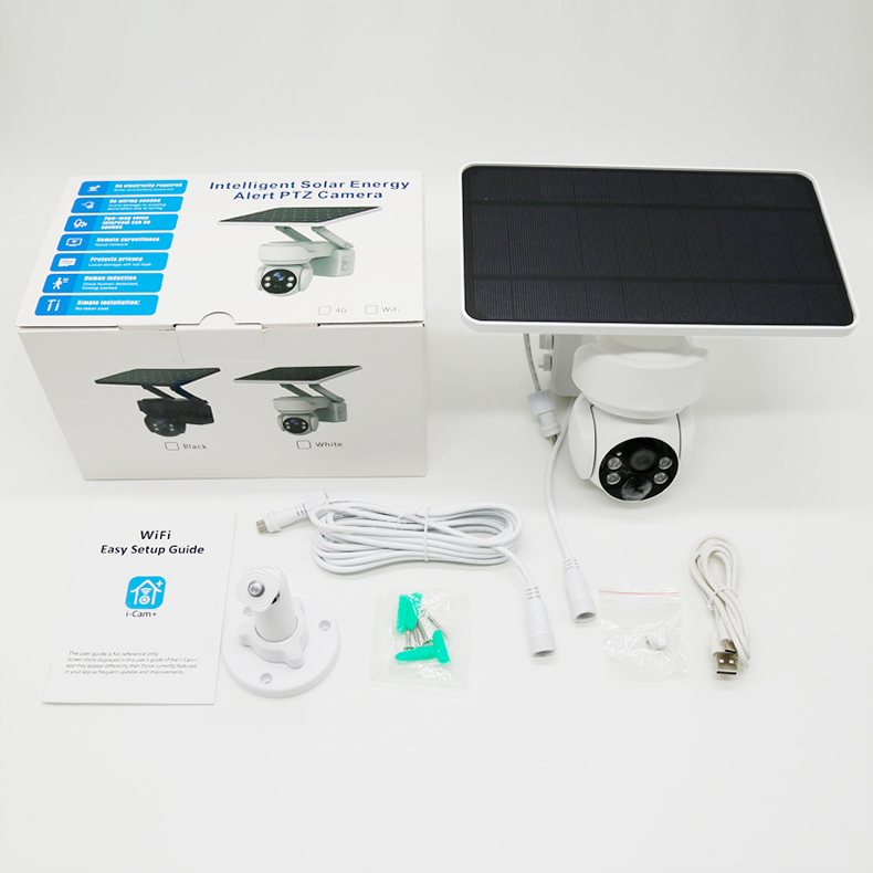 2.4G Wireless WiFi Solar Camera 360° PTZ Color Night Vision Motion Detection Audio Intercom APP Alarm Push 6400mAh Waterproof Home Security Cameras