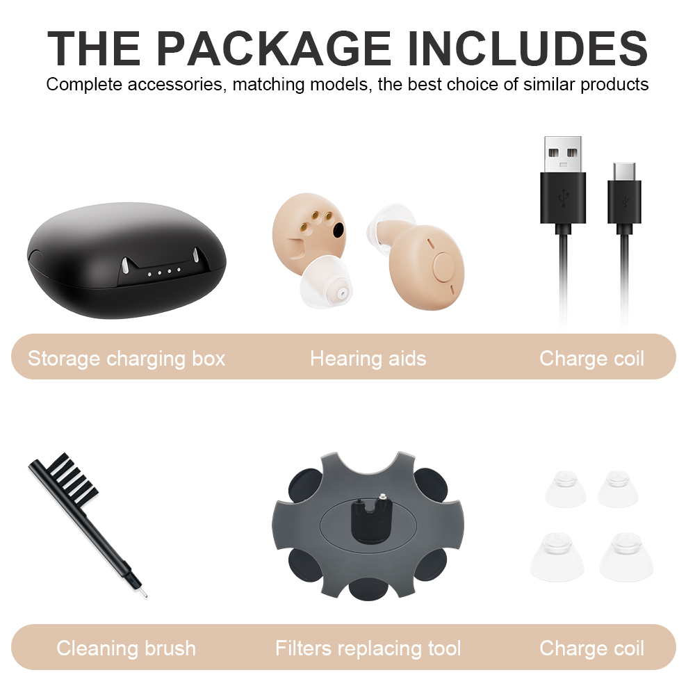 WNT22-06 Sound Amplifier Invisible In-ear Hearing Aid Rechargeable Earphone for The Elderly