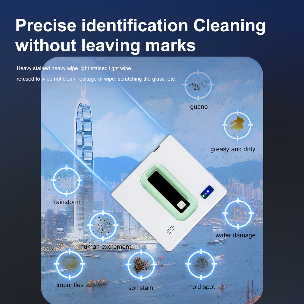 A PuRuiKai HCR-21 ablakmosó robot 2500Pa szívóereje, amely stabilan tartja az üvegen.