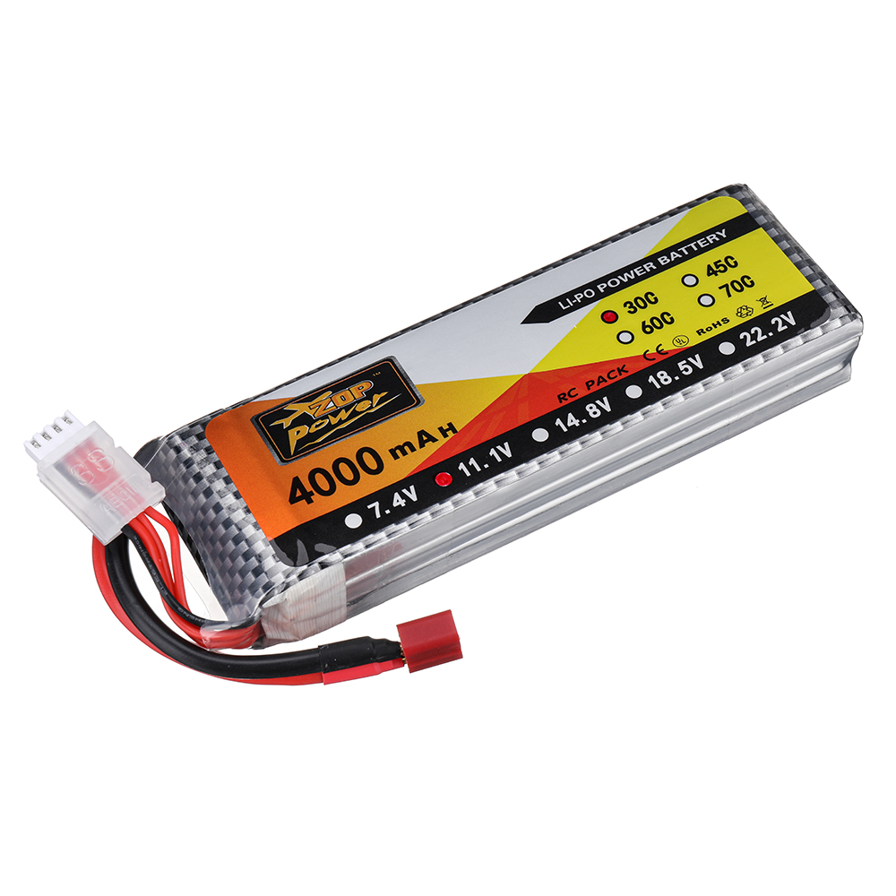 ZOP Power 11.1V 4000mAh 30C 3S LiPo Battery T Plug for RC Car