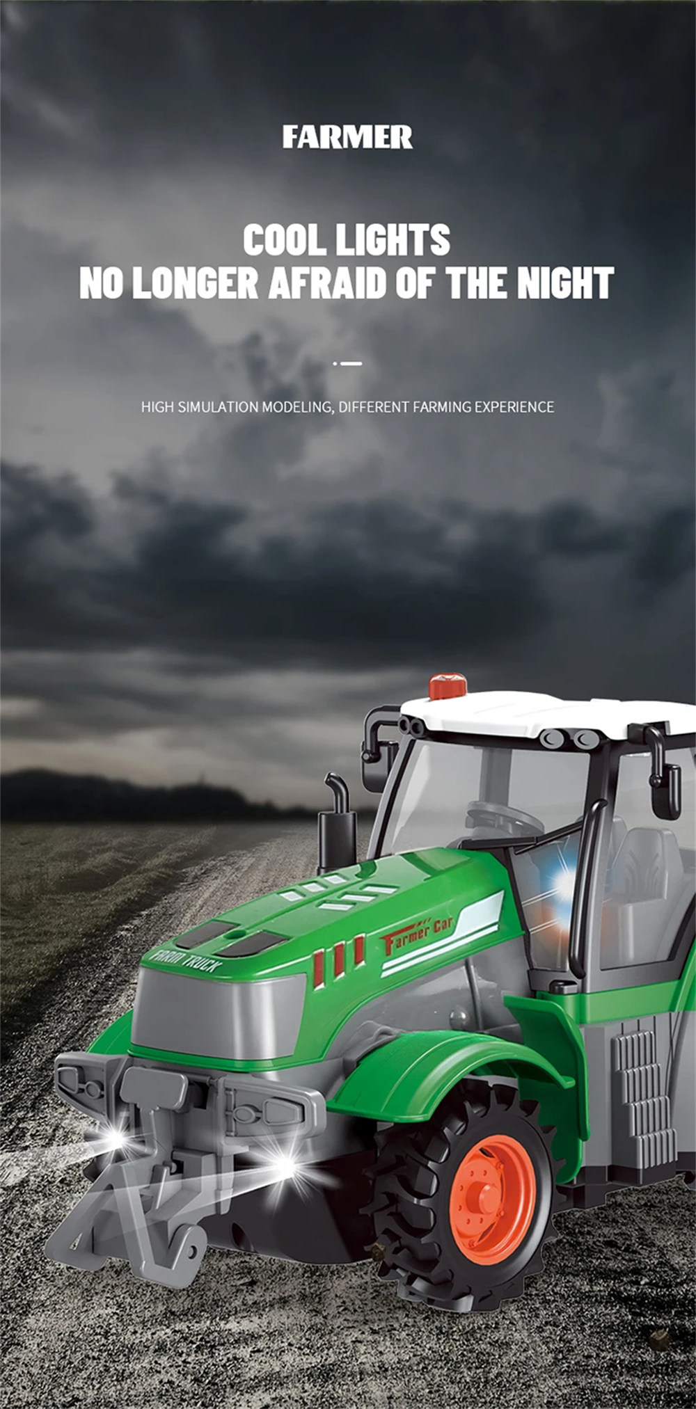 Landi QH205 1/24 27MHZ 4CH RC Car Farmer Series Wood Simulated Transport Model Light Sound Remote Control Toys Boys Dump Truck Engineering Vehicle Set Kids Gifts