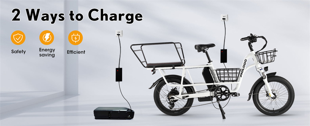 [EU DIRECT] PHILODO Traveller Electric Bike w/ Baskets & Rear Rack Shelf 48V 17.5Ah Battery 750W Motor 20inch Tires 60KM Mileage Range 200KG Max Load Electric Bicycle