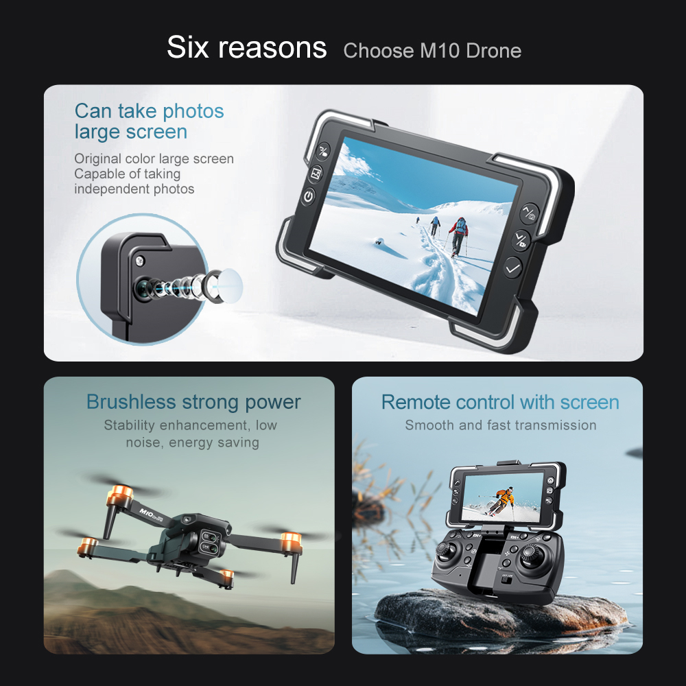 WLRC M10 WiFi FPV with 5.6inch Photographable Detachable Display Screen Controller Dual Camera Servo Gimbal Optical Flow Hover Brushless Foldable RC Drone Quadcopter RTF