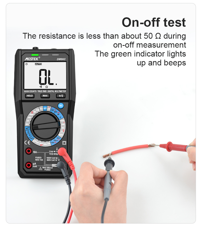 MESTEK TRMS Large Au-to Digital Multimeter Auto Range Fast Accurately Measures Multimetro 1000V 10A AC DC Ohm Hz NCV Live Voltage Meter