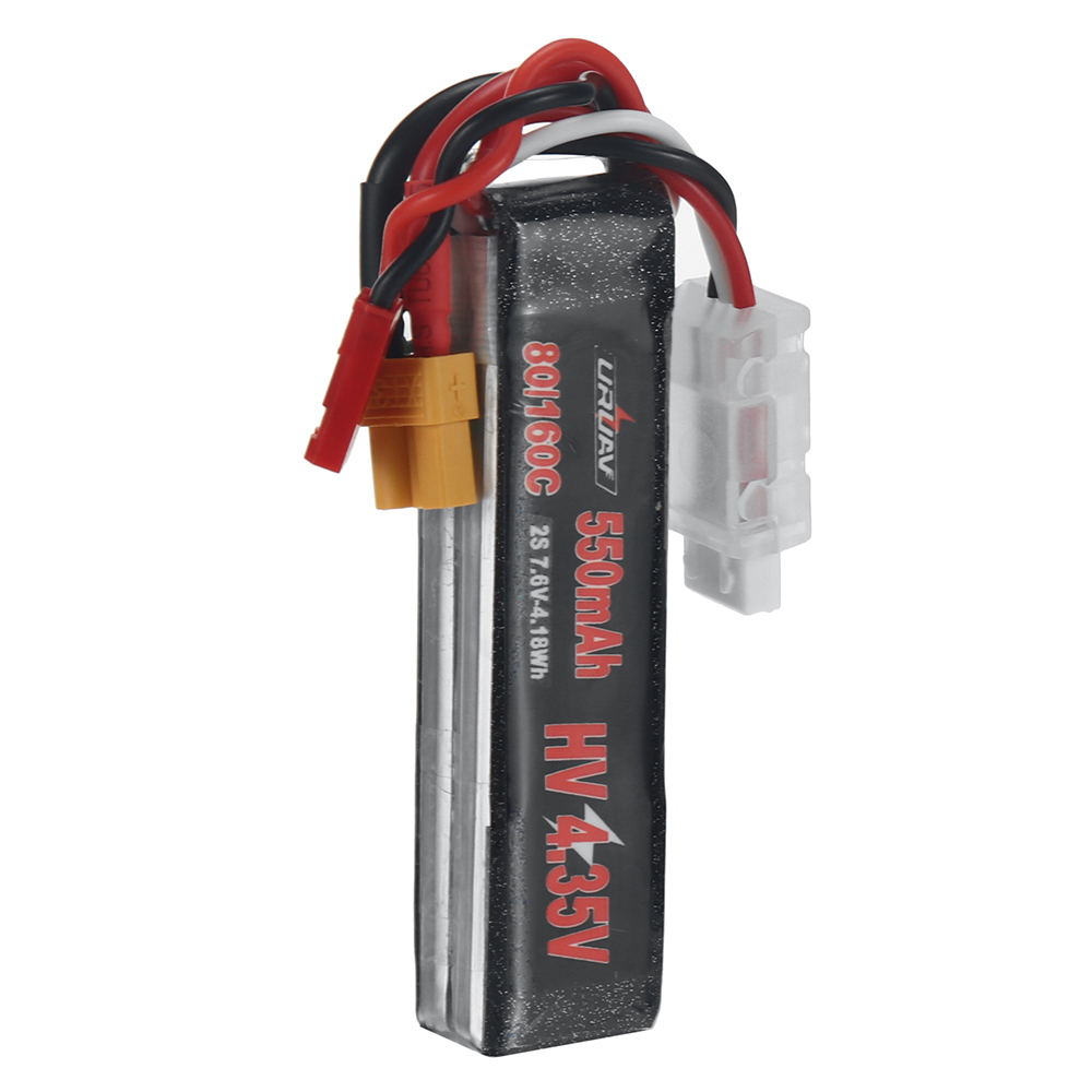 URUAV Power 7.6V 550mAh 80C/160C 2S HV 4.35V LiPo Battery XT30 Plug for RC Drone