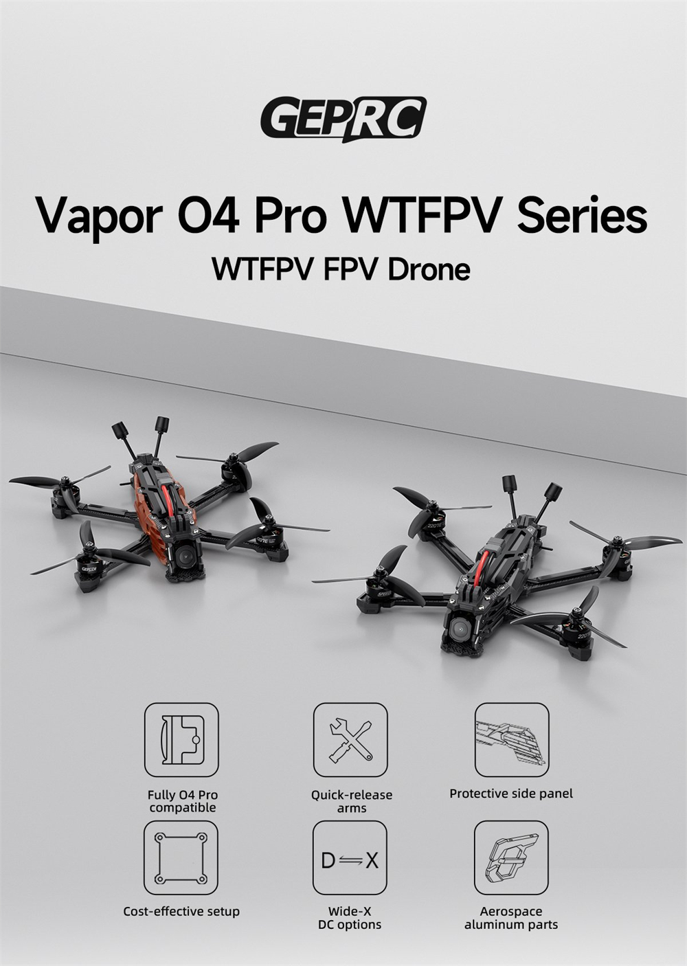 GEPRC Vapor D5 238mm 5 Inch 6S Freestyle RC WTFPV Drone PNP NO VTX NO Camera Compatible with DJI O4 Pro Air Unit
