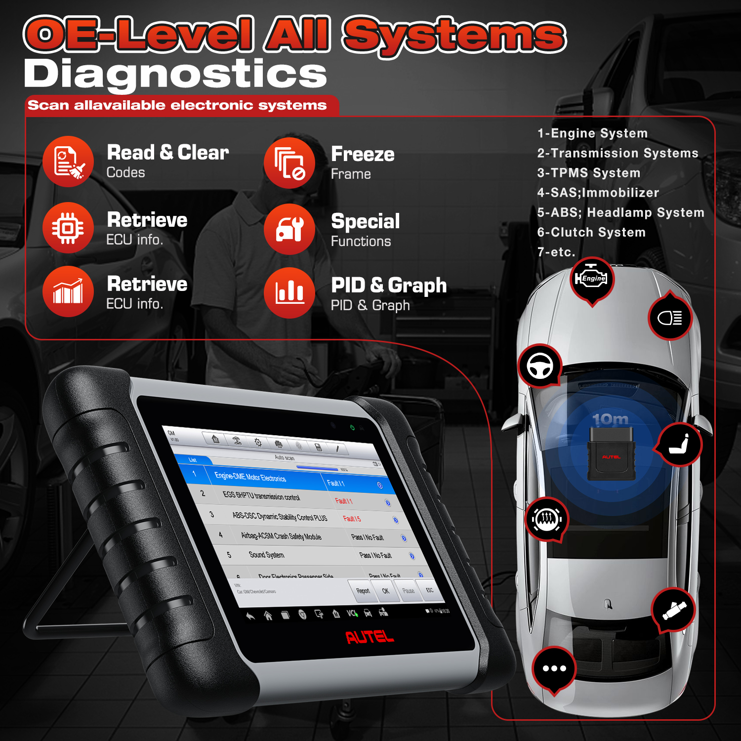 Autel MaxiCOM MK808BT PRO Car Bi-directional Diagnostic Tools OBD2 Scanner Code Reader All System Diagnosis PK MX808S MK808S