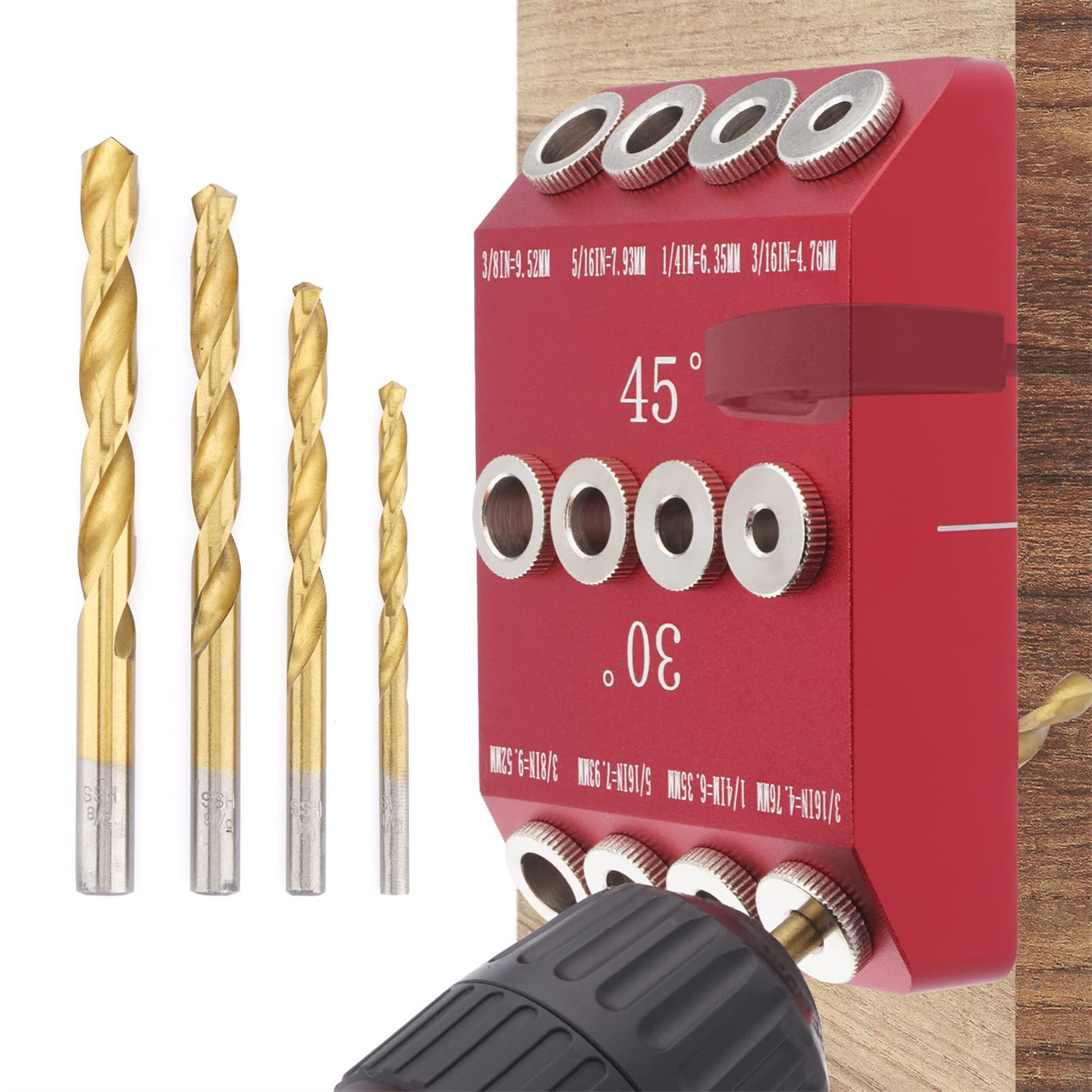 30 45 90 Degree Angle Drill Guide Jig for Cable Railing Lag Screw Kit Wood Post Drilling Degree Angle and Straight Holes