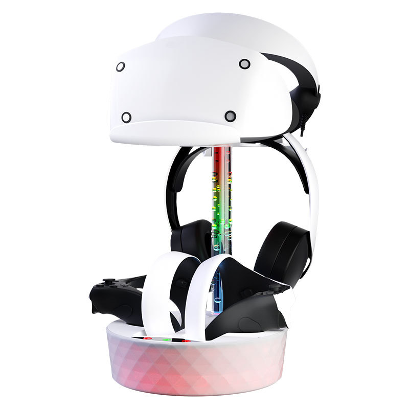 PSVR2 Colorful Charging Stroage Bracket Magnetic Dock Charging RGB Light Stroage Stand for VR Glasses Game Controller Headphone