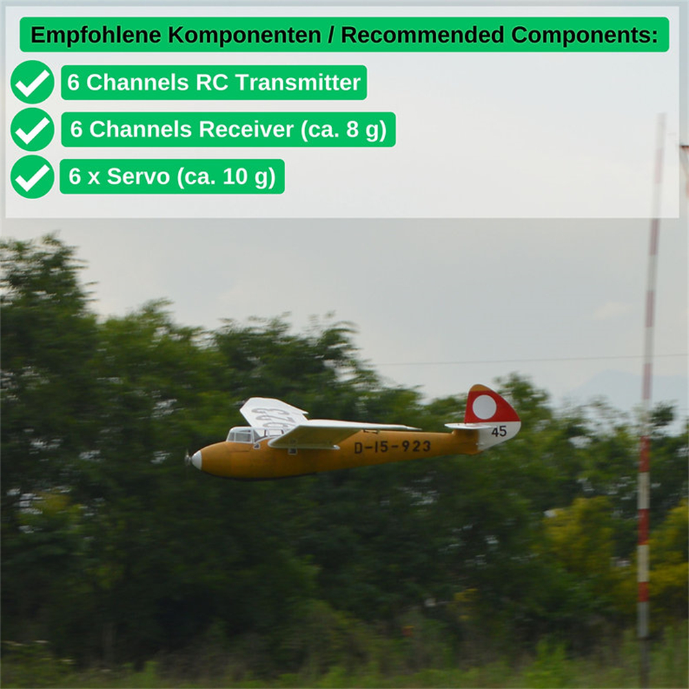 Tony Ray's Aero Model Minimoa Mo2a 2884mm Wingspan 1/6 Scale SD7032 Airfoil Balsawood RC Airplane Glider KIT