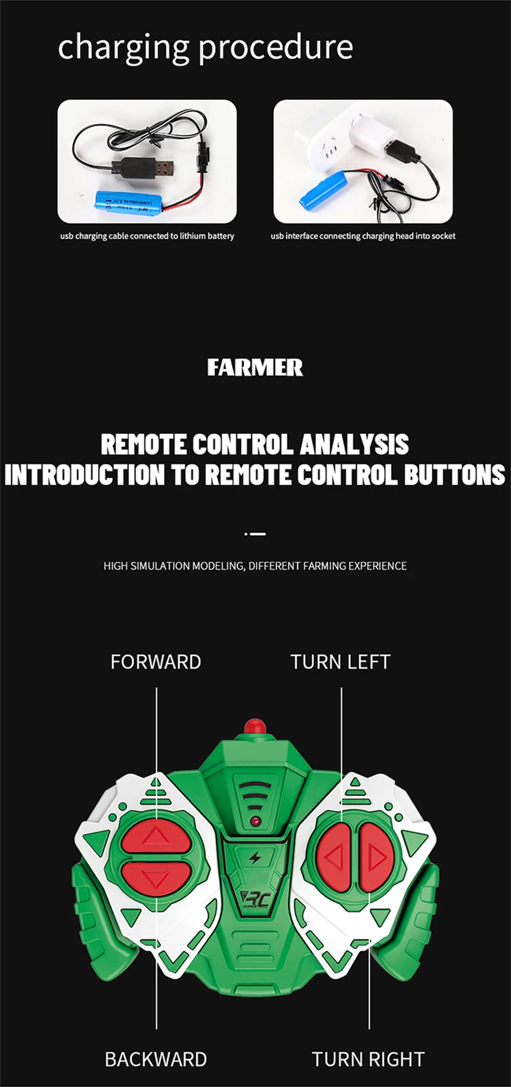 Landi QH205 1/24 27MHZ 4CH RC Car Farmer Series Wood Simulated Transport Model Light Sound Remote Control Toys Boys Dump Truck Engineering Vehicle Set Kids Gifts