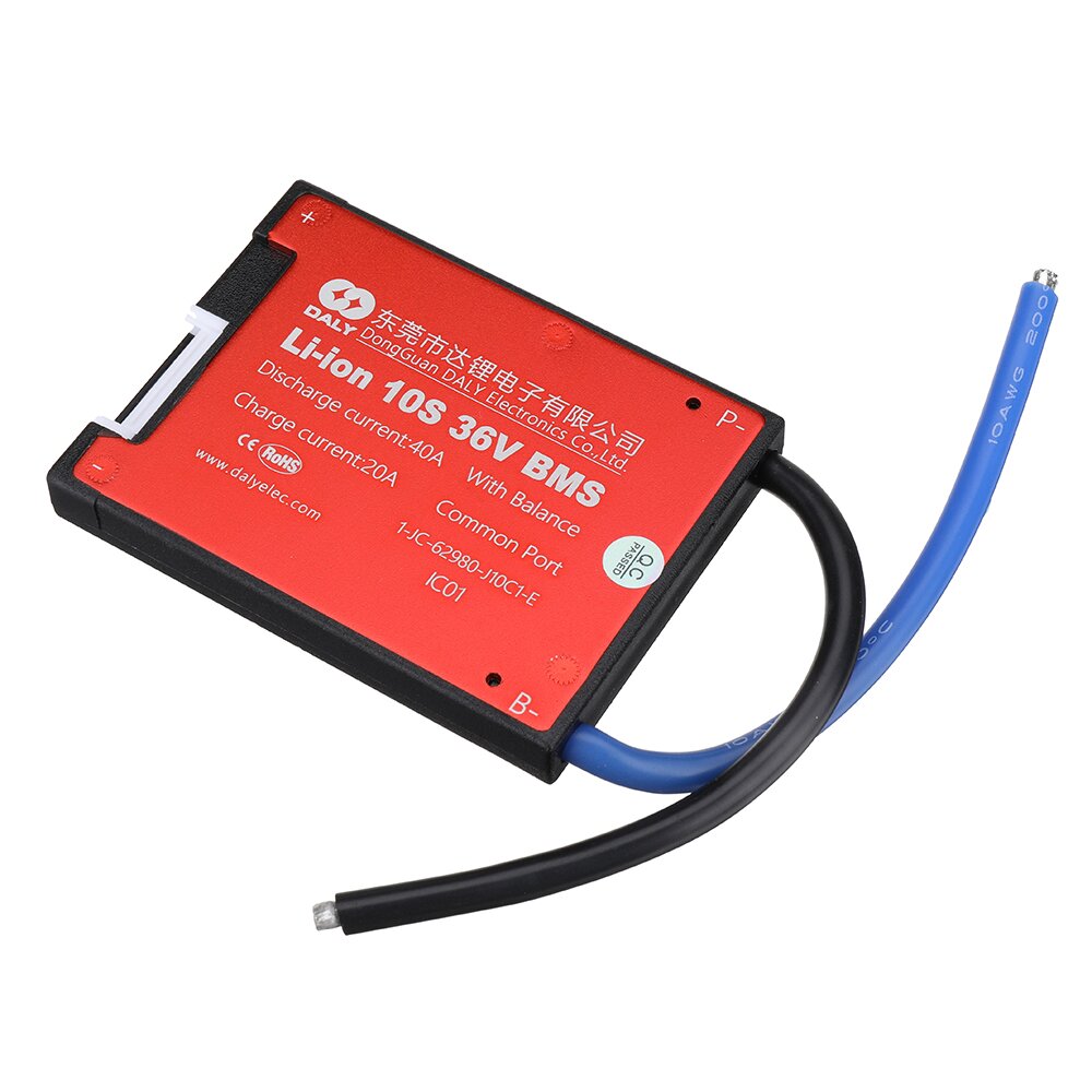 DALY DL10S 10S 36V 40A BMS Battery Protection Board Waterproof BMS For Rechargeable Lifepo4 Lithium Battery E-Bike E-Scooter With Balance Function