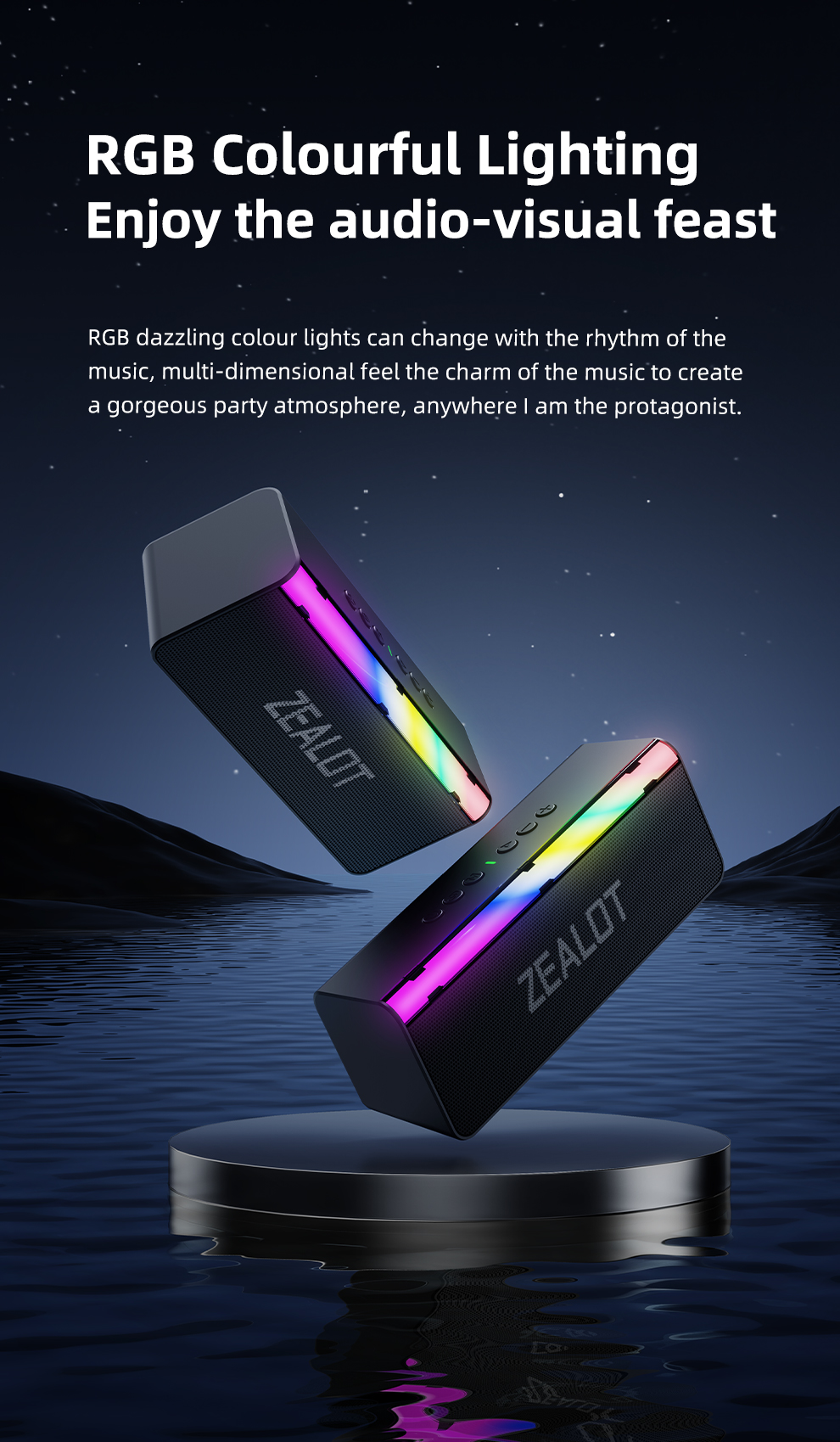 ZEALOT S72 20W Bluetoothスピーカー ポータブルスピーカー デュアル