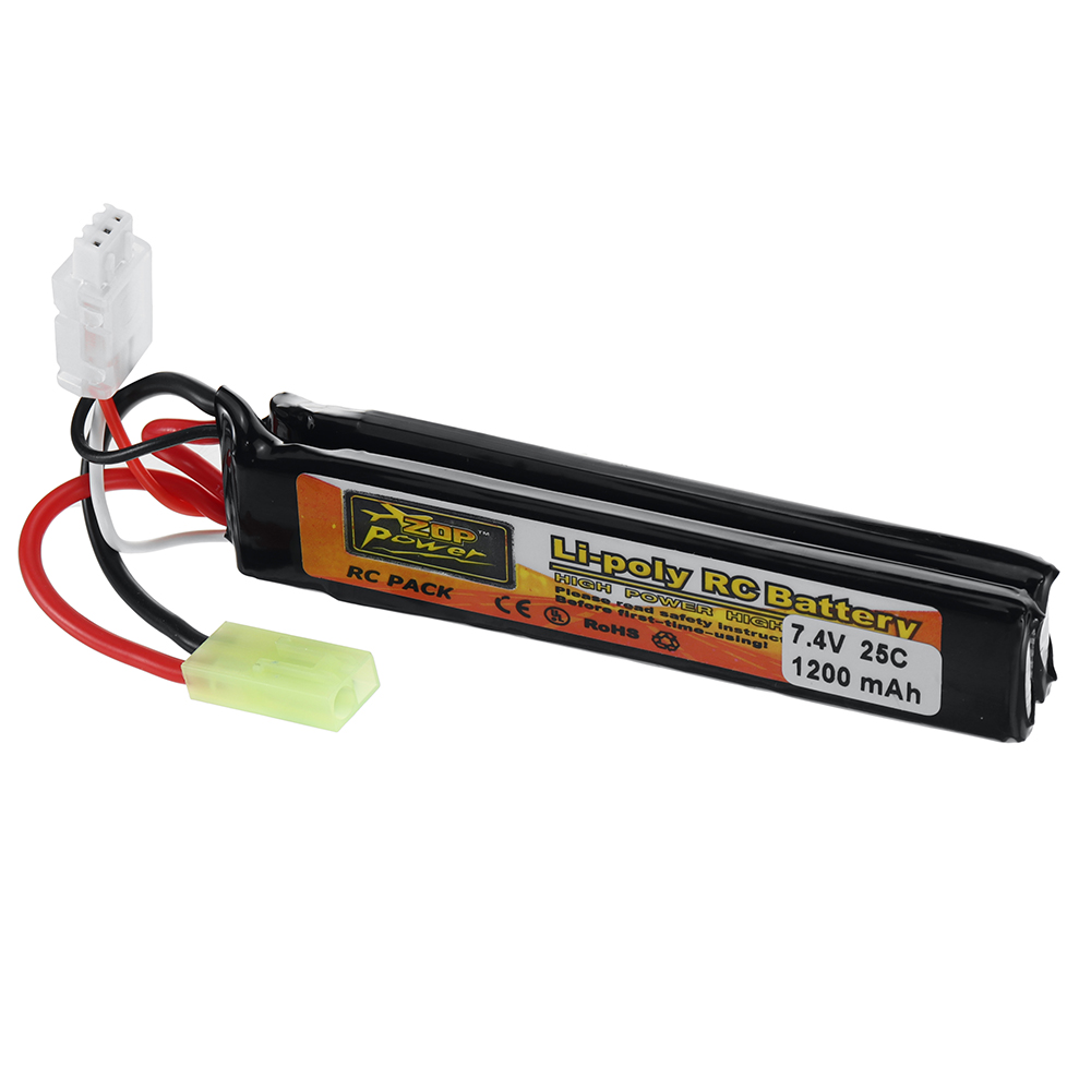 ZOP Power 7.4V 1200mAh 2S 25C LiPo Battery Tamiya Plug With T Plug Adapter Cable for RC Car