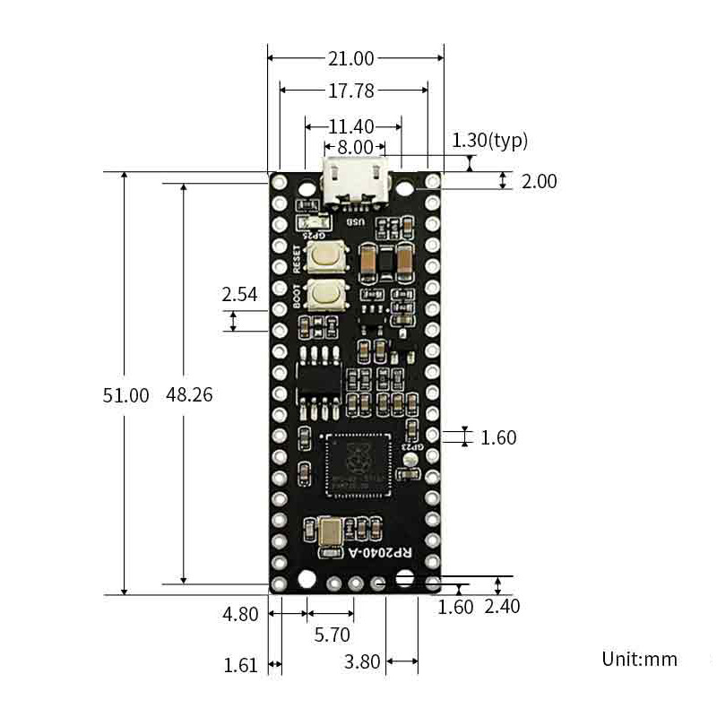 for Raspberry Pi Pico RP2040-A Microcontroller Development Board Based On RP2040 Dual Core Processor