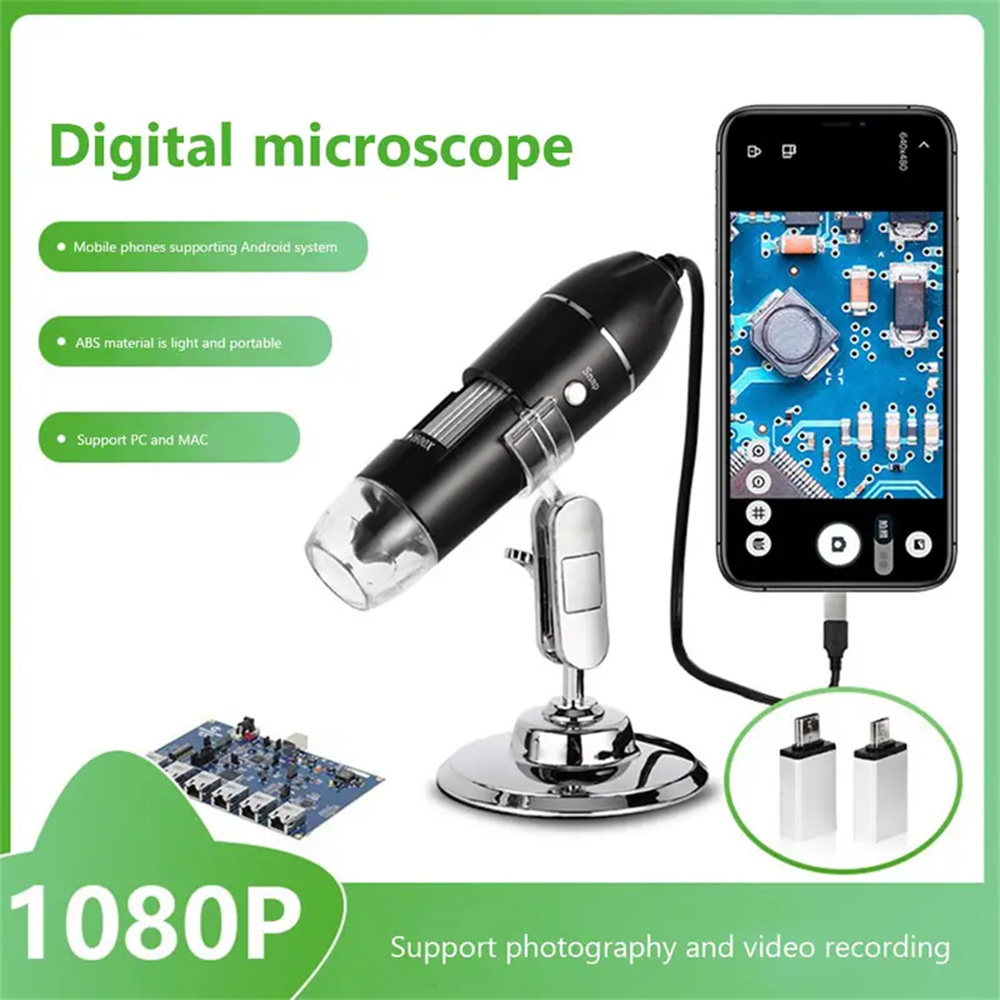 3 in 1 1600X Digital Microscope Camera Type-C USB Portable High Resolution LED Magnifier for Soldering and Cell Phone Repair Dual Power