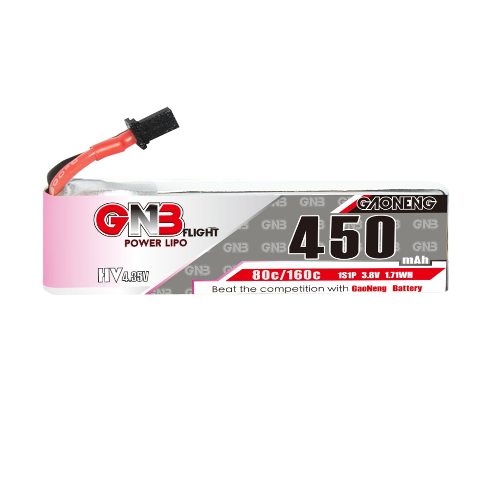 6Pcs Gaoneng 3.8V 450mAh 80C 1S LiHV Battery A30 Plug With Adapter Cable for Emax Tinyhawk S BetaFPV Beta75X