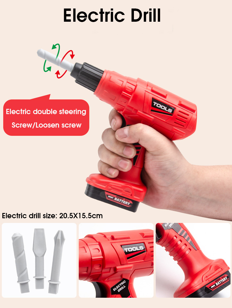 Children ToolBox Kids Tool Set Electric Toy Drill Screwdriver Pretend Play Engineer Simulation Repair Construction for Boys Girls Gifts
