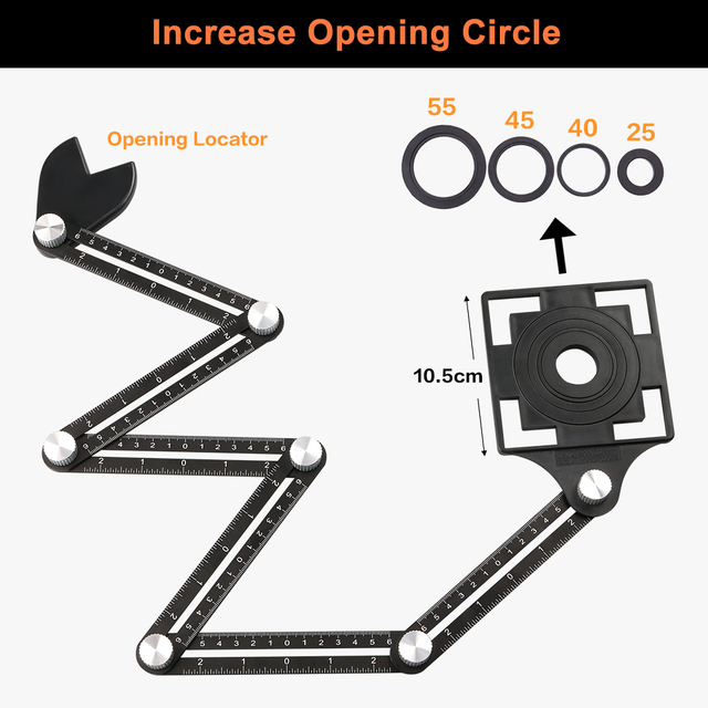 Tile Multi Angle Measuring Ruler with Drilling Locator Universal Angular Template Izer