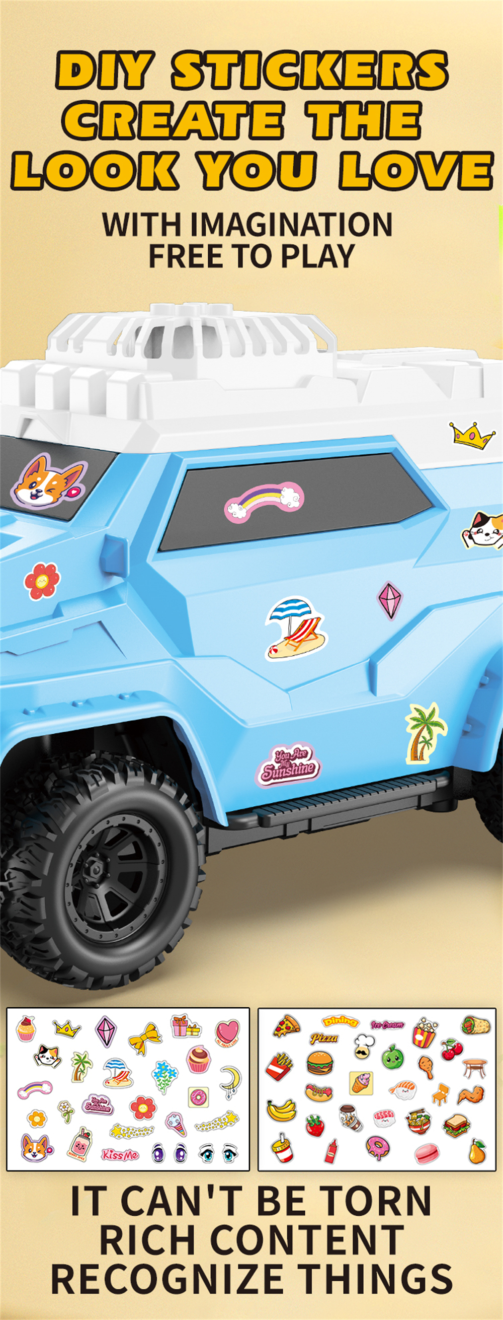 TCS02 2.4 4CH DIY Sticker Remote Control RC Car with Fan RTR Children Toys