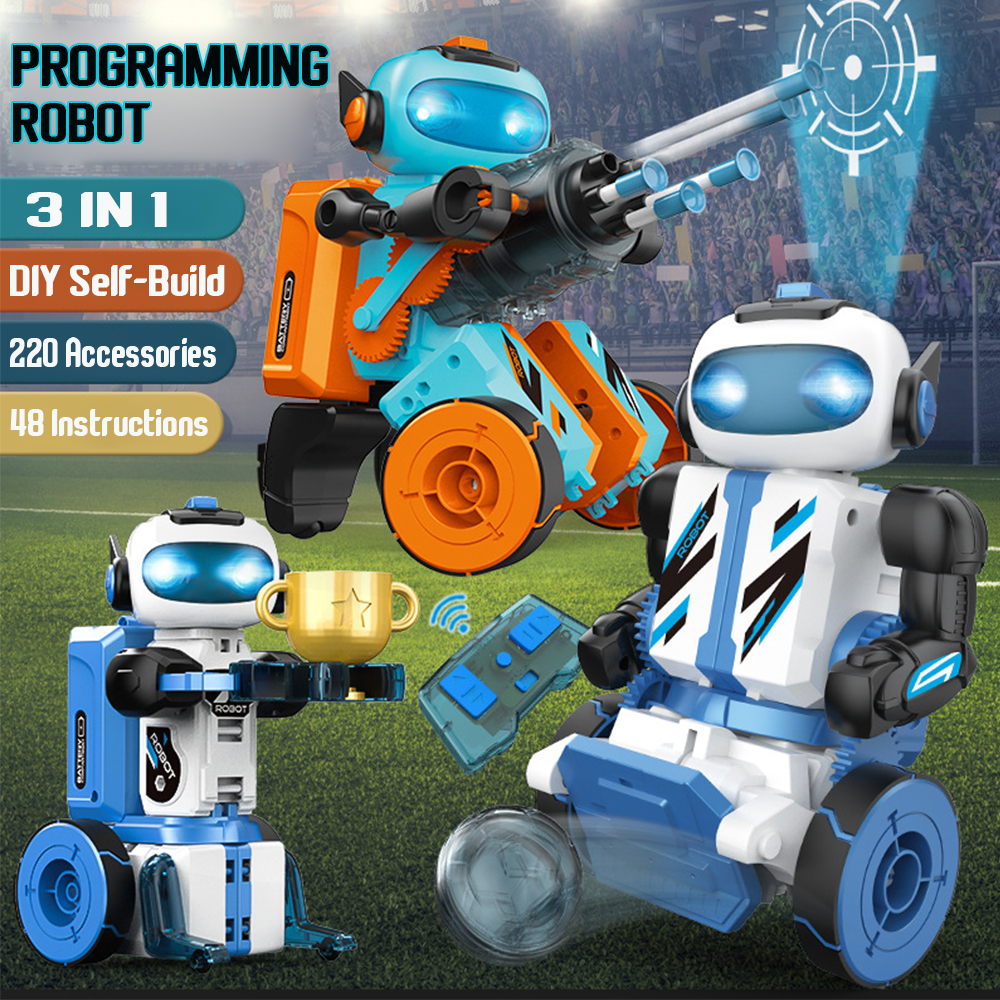 Multifunctional Programming Robot DIY 3 IN 1 Self-assembling 2.4GHz RC Remote Control Robots