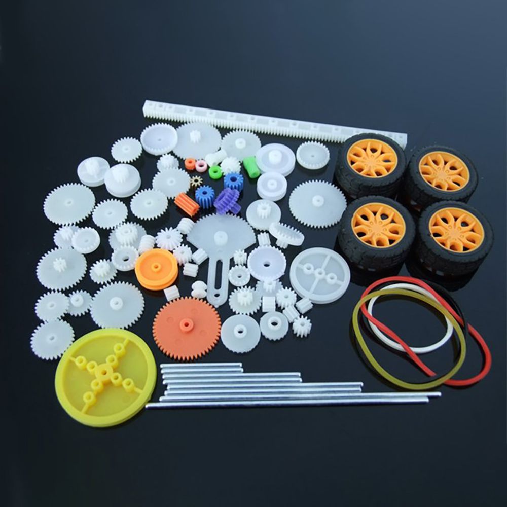 78Pcs Motor Gears Kits Plastic Spindle Worm Gear Set Robot Pulley Shaft Axle Belt Bus Assembly for Toy Automobile Cars DIY Kit Model Parts Assortment Accessories