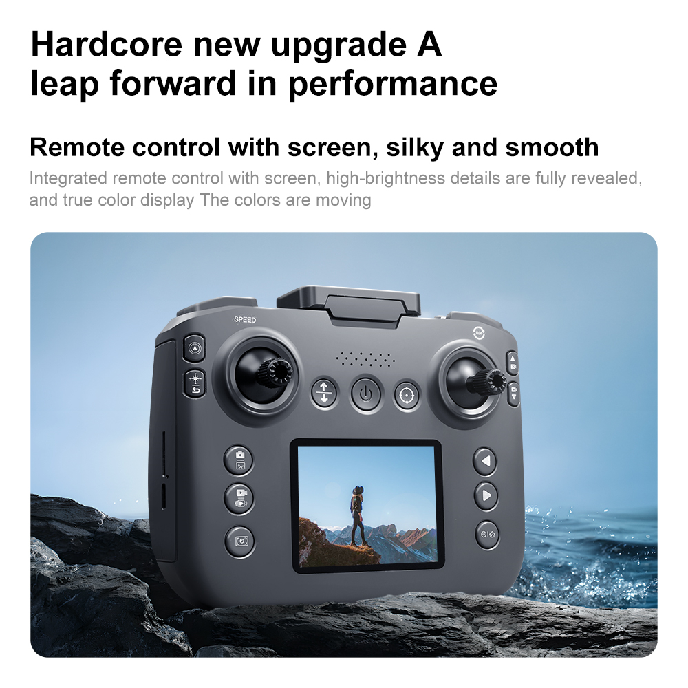 YCRC V666 WiFi FPV with LCD Screen Controller HD ESC Dual Camera Optical Flow Hover Automatic Obstacle Avoidance Brushless LED Light Circle Protection Kids Gifts 2.4G 4CH 6-Axis Remote Control RC Toys Drone Quadcopter RTF