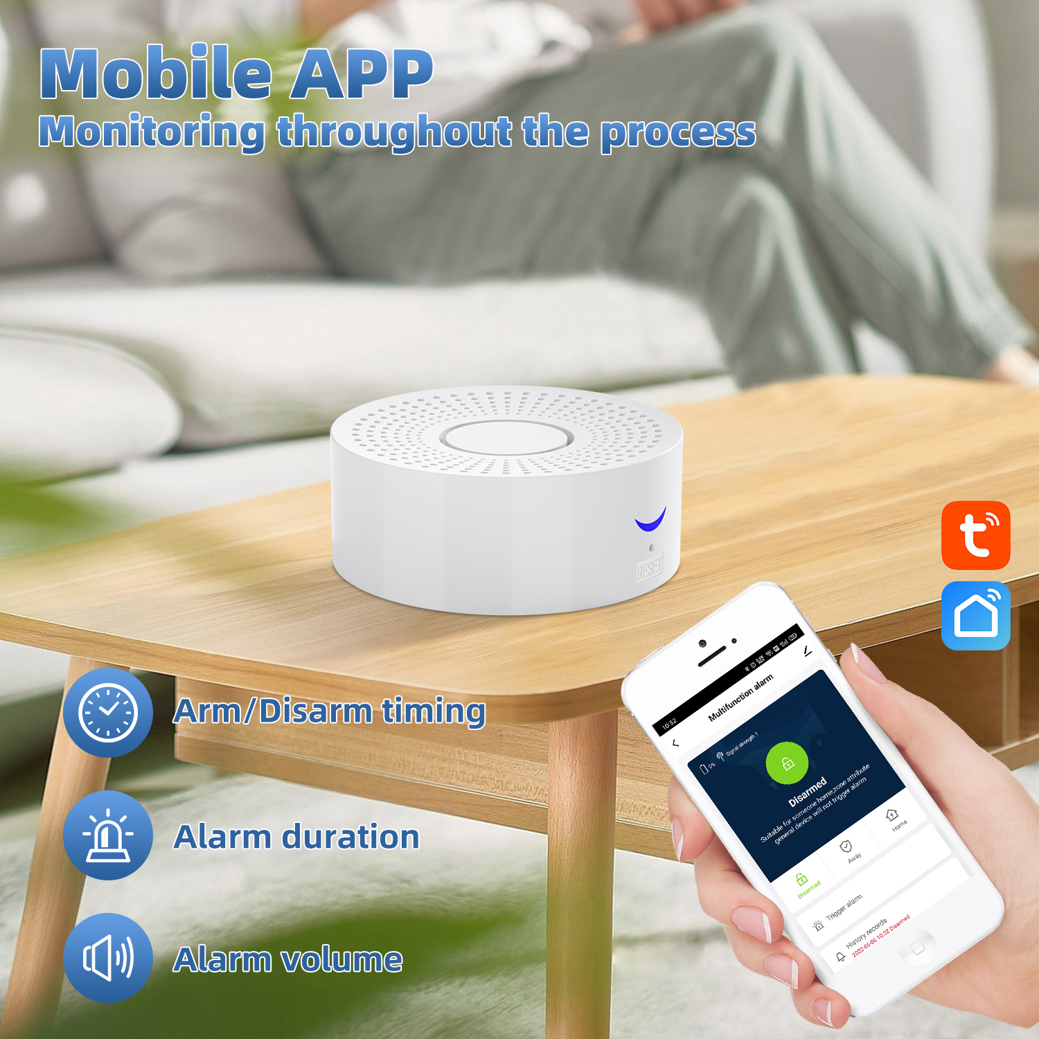 WiFi Door Alarm System Wireless DIY Smart Home Security System with Phone APP Alert  Work with Alexa and Google
