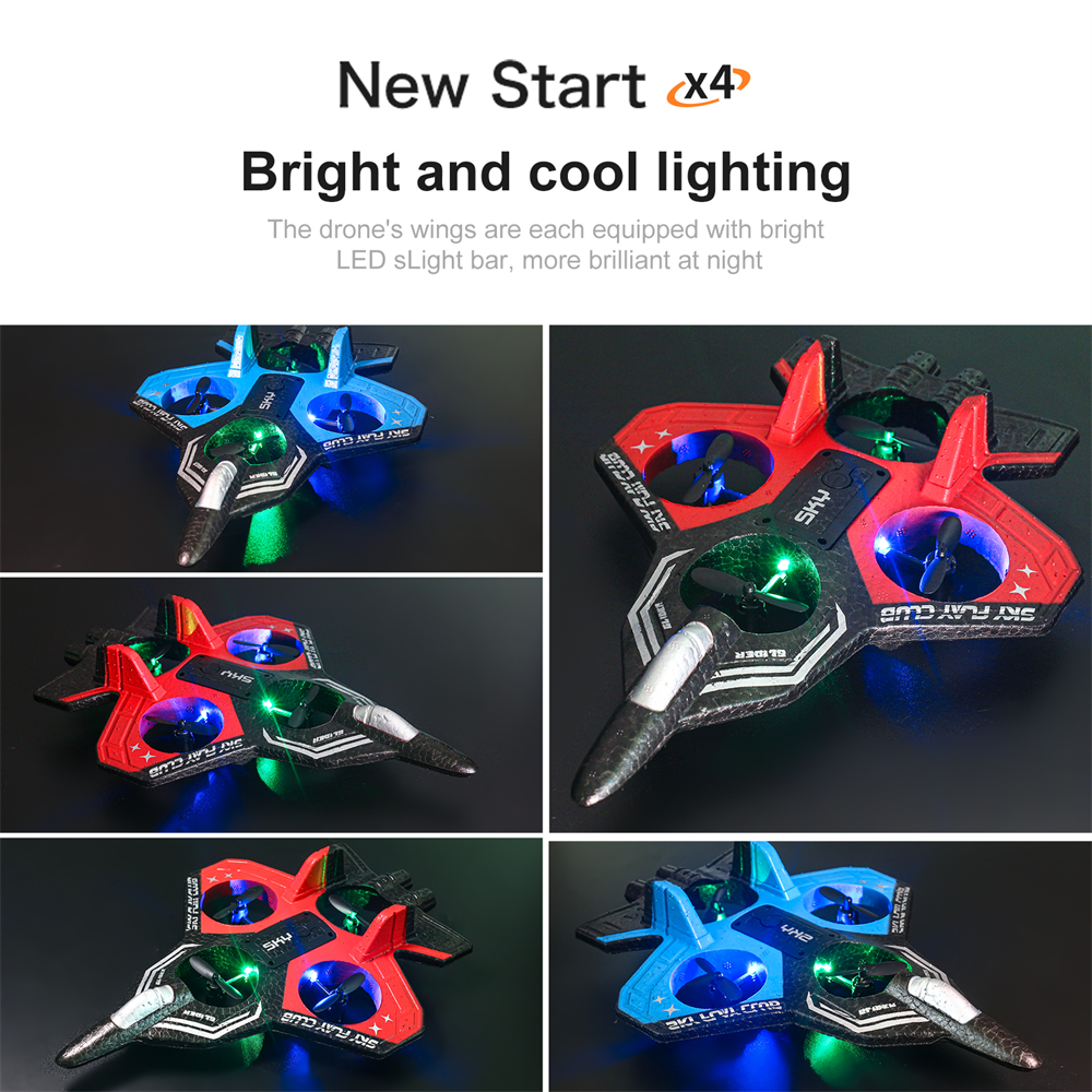 YLR/C S83 2.4G EPP Glider Altitude Hold Mode 360° Roll 4 Motors 4CH LED RC Drone Airplane Quadcopter Stunt Fighter RTF