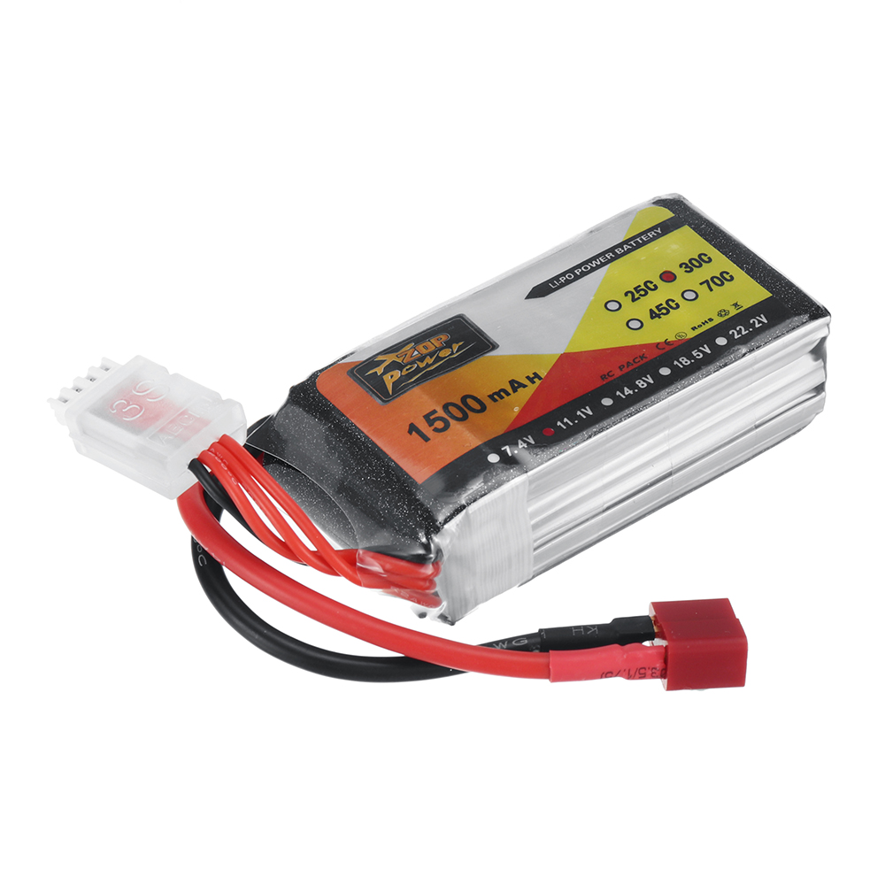 ZOP Power 11.1V 1500mAh 30C 3S LiPo Battery T Plug for RC Car