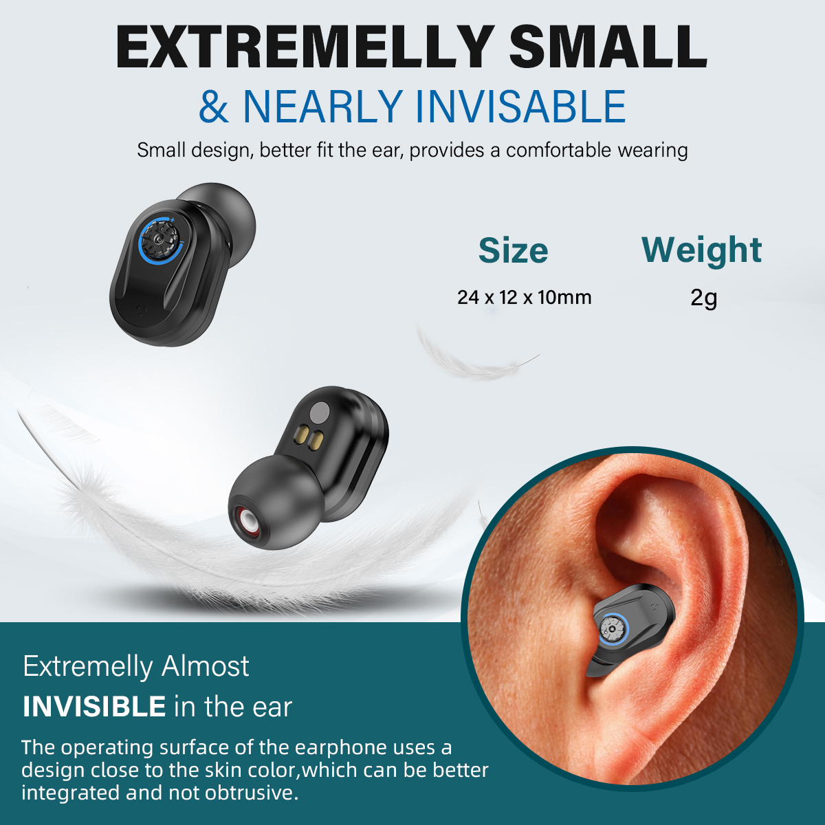 Rechargeable Hearing Aids Sound Amplifiers with Portable Charging Case Noise Cancelling Volume Adjustable  for The Elderly