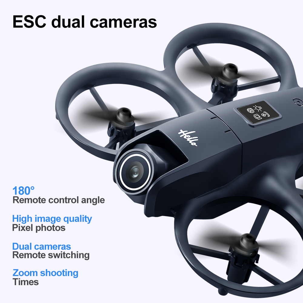 ZFR E66 AIR MINI WiFi FPV with 4.3inch Display Dual Camera 180° Electrically Adjustable Optical Flow Hover Automatic Obstacle Avoidance Circle Protection Kids Gifts 2.4G 4CH 6-Axis Remote Control RC Toys Drone Quadcopter RTF