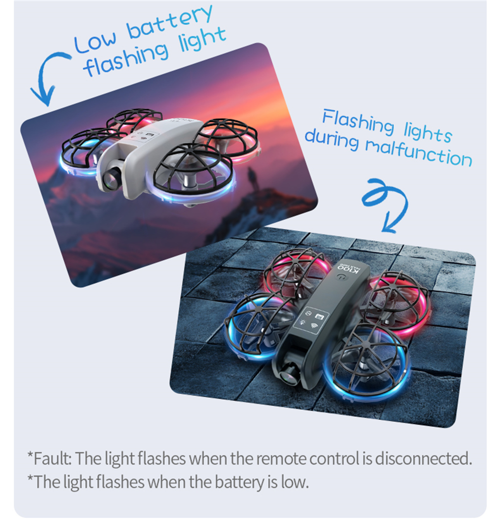 XKJ K100 MAX MINI WiFi FPV with LCD Screen Controller HD Dual Camera Optical Flow Hover Dazzling Lights Circle Protection Kids Gifts 2.4G 4CH 6-Axis Remote Control RC Toys Drone Quadcopter RTF