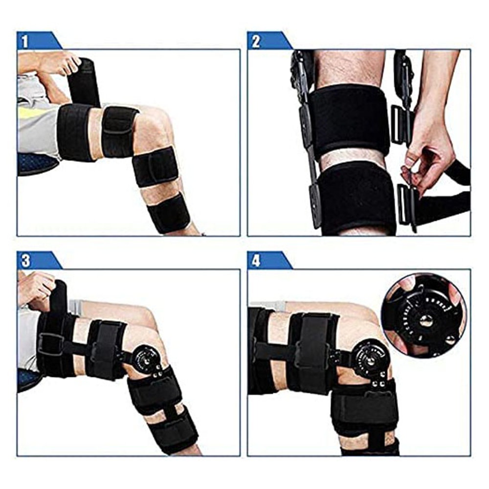 Adjustable Hinged Knee Brace Knee Support Patella Brace Support Stabilizer Pad Orthosis Splint Wrap Orthopedic Guard Protector free strap