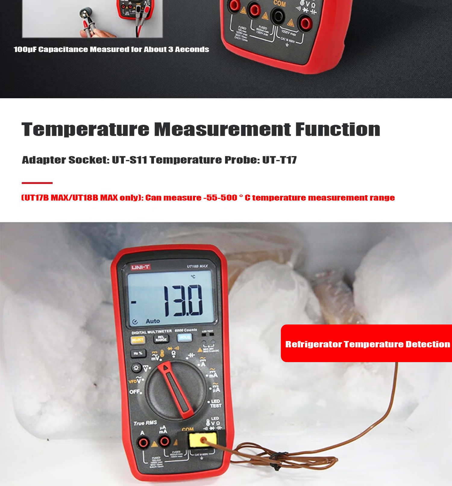 UNI-T UT17B MAX True RMS Digital Multimeters Voltmeter Auto Range Ammeter Frequency Capacitance Tester VFD