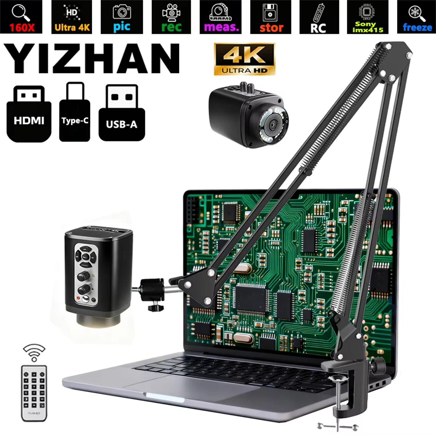 XHU6001 4K Digital Microscope for HDMI Camera 160X Sony IMX415