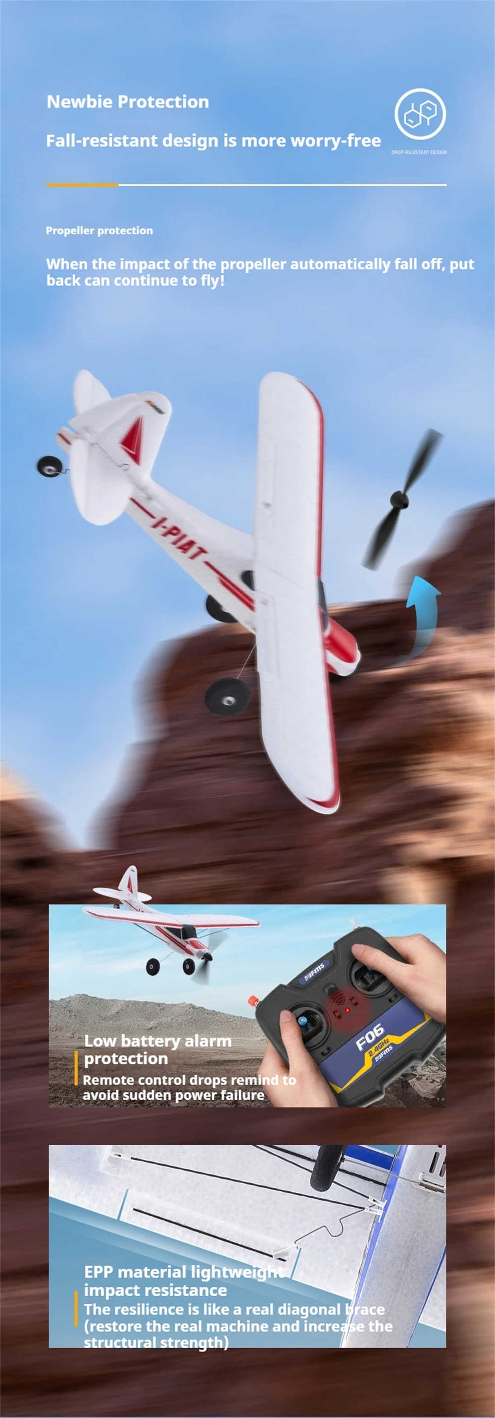 FMS PA-18 500mm Wingspan 2.4GHz 4CH Built-in Gyro EPP RC Airplane Fixed Wing RTF for Beginners