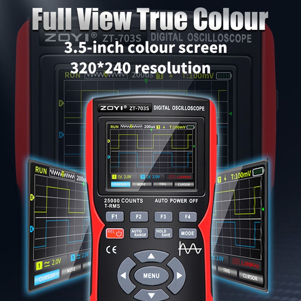 ZOYI 703S 3-in-1 Dual Channel 50MHZ Bandwidth Handheld