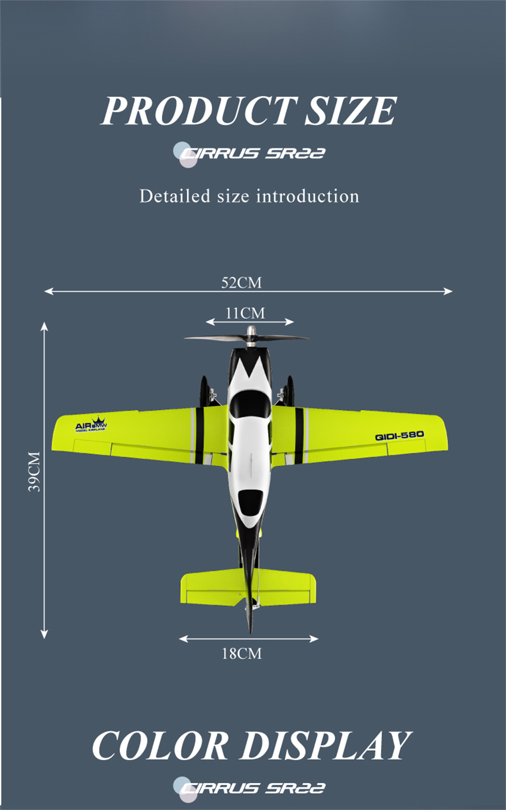 QIDI A580 Cirrus SR22 2.4G 4CH 520mm Wingspan 3D Aerobatics Brushless EPP RC Airplane Fixed Wing Glider RTF Compatible S-BUS DSM