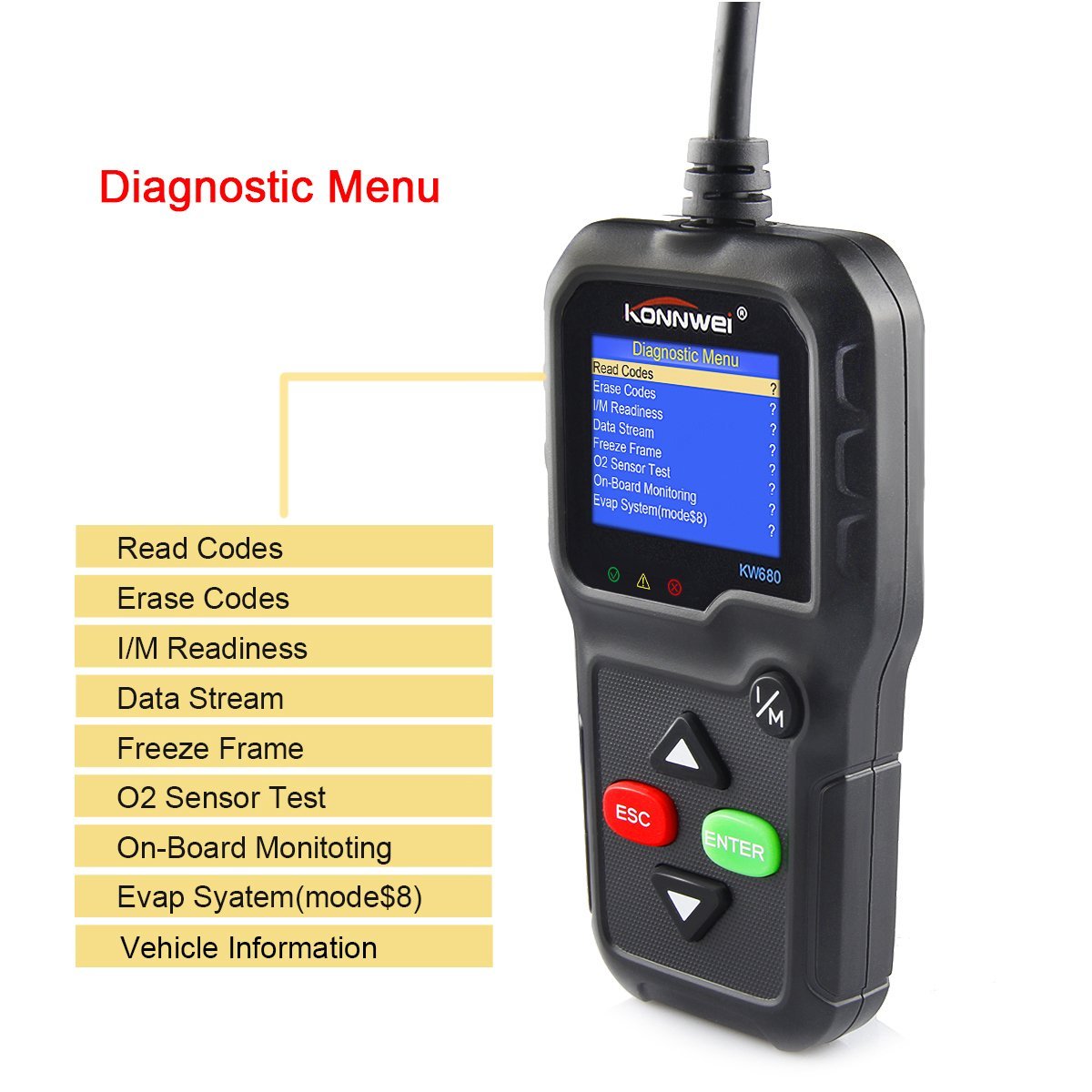 KONNWEI KW680 OBD2 Code Reader Universal Car Diagnostic Scanner Tool Full OBDII EOBD Function