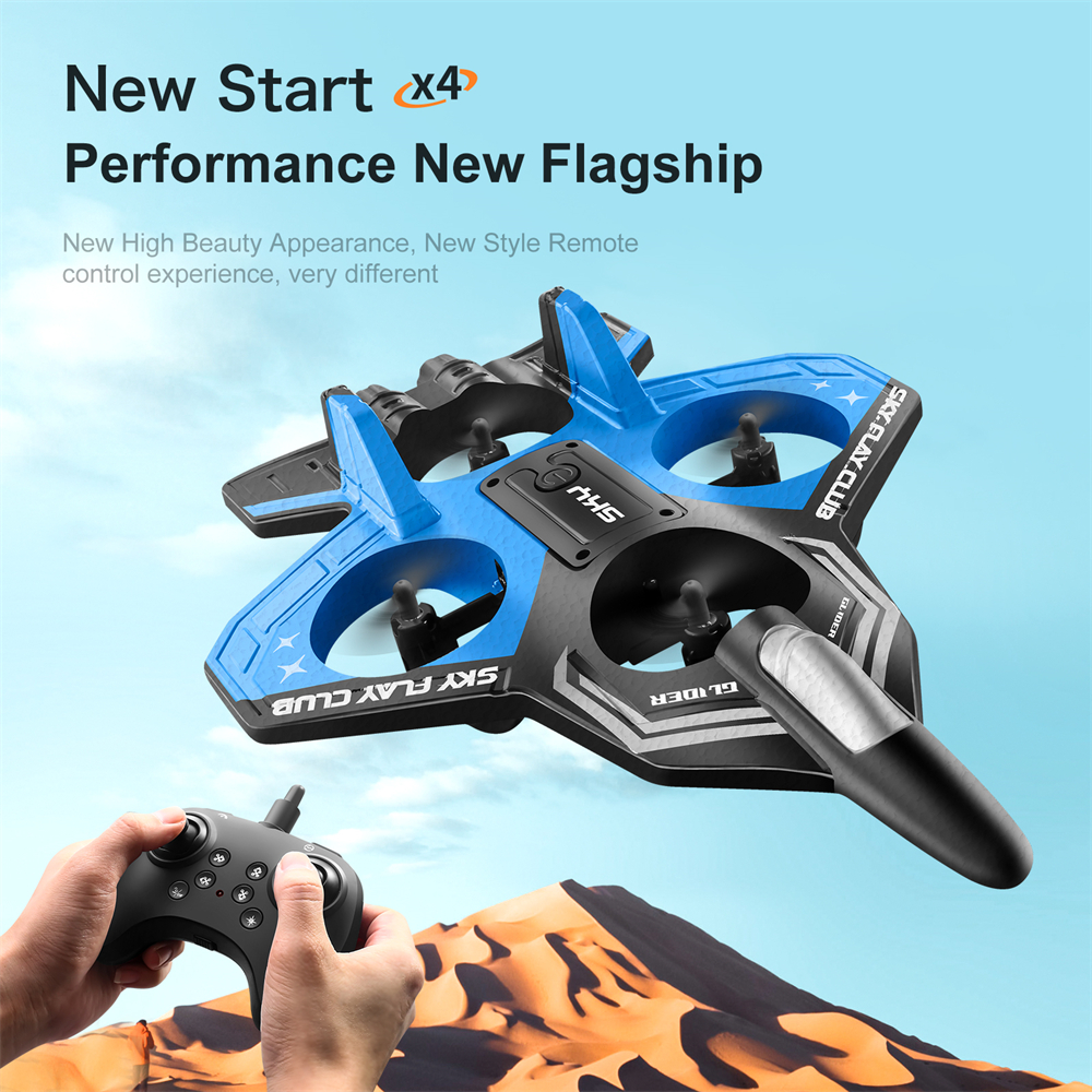 YLR/C S83 2.4G EPP Glider Altitude Hold Mode 360° Roll 4 Motors 4CH LED RC Drone Airplane Quadcopter Stunt Fighter RTF