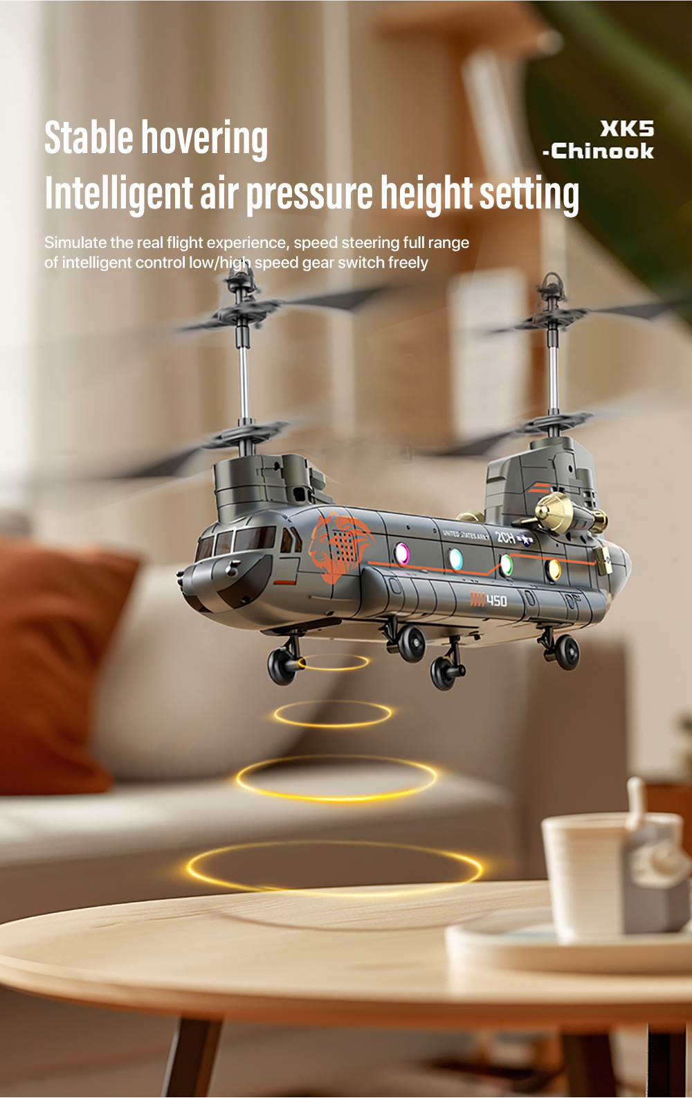 XKS XK5 Chinook 2.4G 3.5CH Dual-propeller Fixed-altitude Simulation RC Helicopter RTF