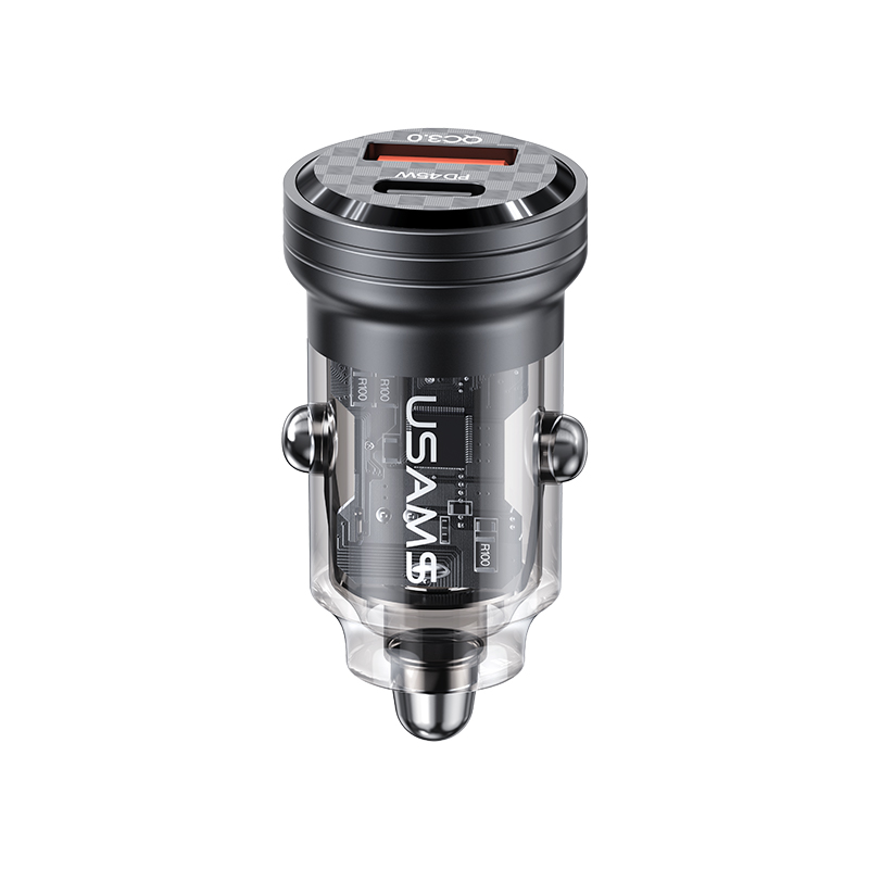 USAMS US-CC175 C35 45W 2-Port USB Car Charger Type-C+USB-A PD3.0 QC3.0 Support AFC FCP SCP PPS Apple2.4 BC 1.2 Fast Charging for iPhone 13 14 14Pro for Huawei Mate50 for Xiaomi 13pro for Oppo Reno9