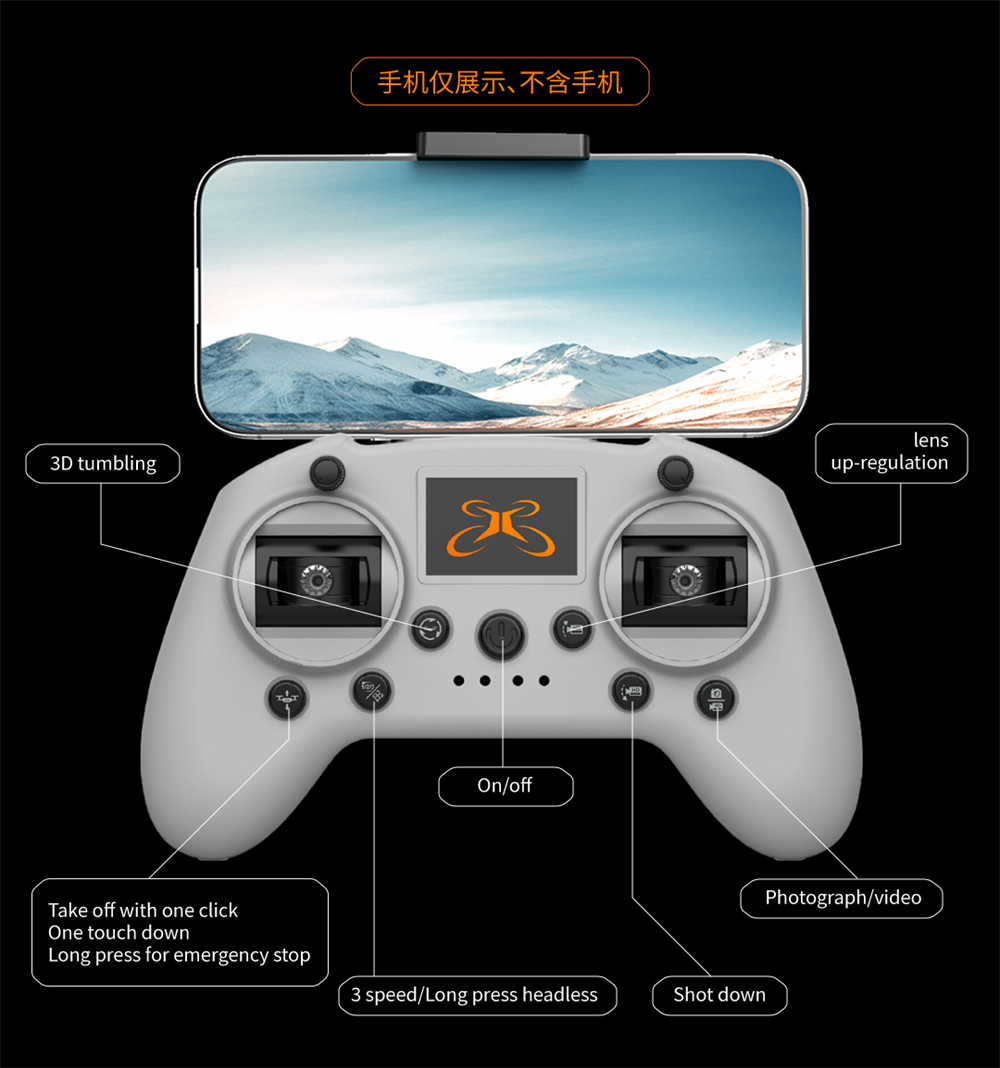 A21 PRO Mechanical Armor Style WiFi FPV with Dual Camera 180° Electrically Adjustable Optical Flow Hover Brushless Circle Fully Enclosed Protection Kids Gifts 2.4G 4CH 6-Axis Remote Control RC Toys Drone Quadcopter RTF